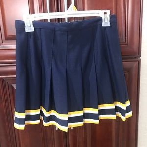 Navy Blue Cheerleader Skirt w/ Gold/White Stripes